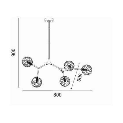 Deckenleuchte an Stange 5xG9/15W/230V grau