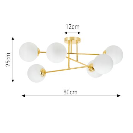 Deckenleuchte an Stange 6xE27/35W/230V d 80 cm golden