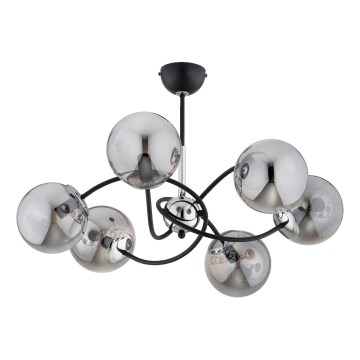 Deckenleuchte an Stange AURORA 6xE14/10W/230V schwarz/glänzendes Chrom