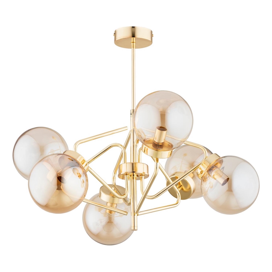 Deckenleuchte an Stange BARSUM 6xE14/10W/230V golden