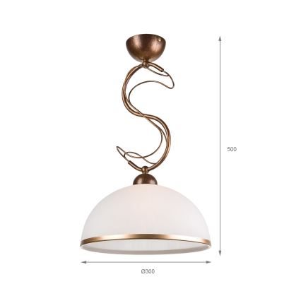 Deckenleuchte an Stange COBRA 1xE27/60W/230V Ø 46 cm Bronze/Patina