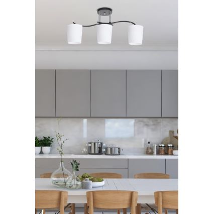 Deckenleuchte an Stange ESNYR 3xE27/40W/230V schwarz/weiß