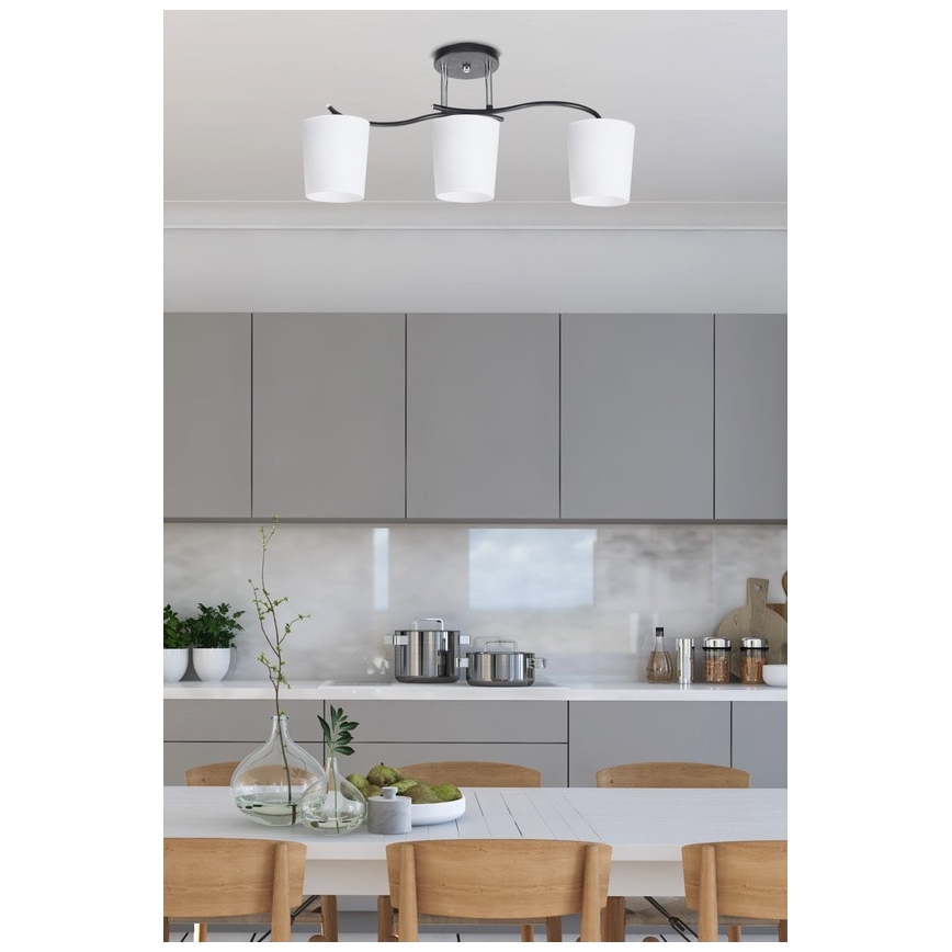 Deckenleuchte an Stange ESNYR 3xE27/40W/230V schwarz/weiß