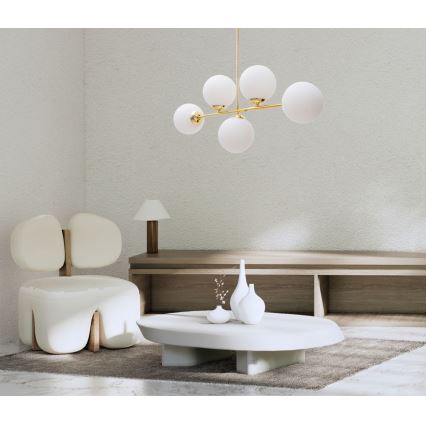 Deckenleuchte an Stange FIRA 5xE27/60W/230V golden