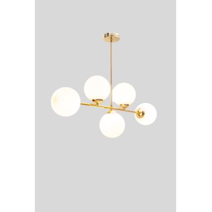 Deckenleuchte an Stange FIRA 5xE27/60W/230V golden
