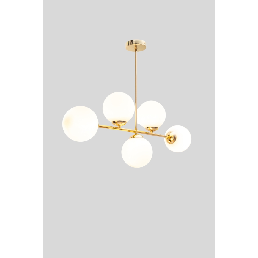 Deckenleuchte an Stange FIRA 5xE27/60W/230V golden