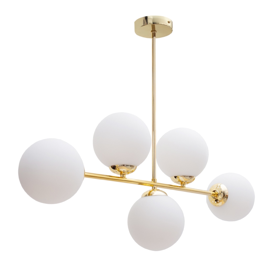 Deckenleuchte an Stange FIRA 5xE27/60W/230V golden