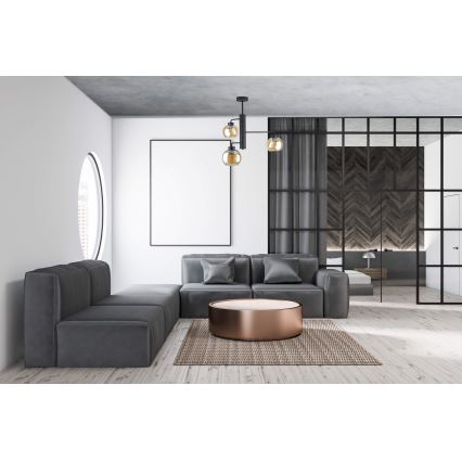 Deckenleuchte an Stange FLEX 3xE27/60W/230V schwarz/rauchig beige