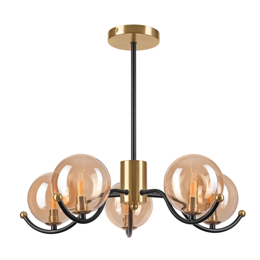 Deckenleuchte an Stange GEORGIA 5xG9/5W/230V golden/rauchig beige