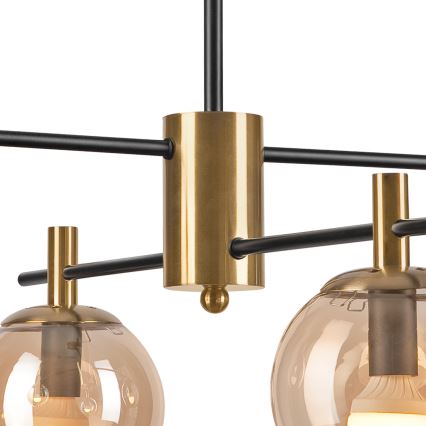 Deckenleuchte an Stange LILOU 4xE14/5W/230V golden/schwarz/rauchig beige
