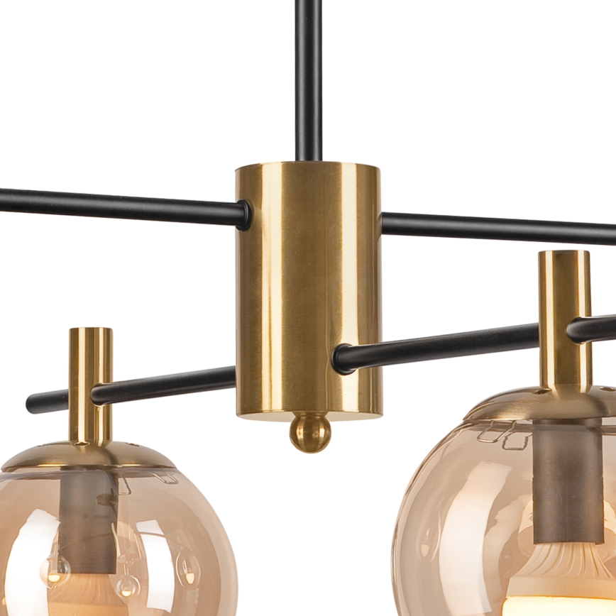 Deckenleuchte an Stange LILOU 4xE14/5W/230V golden/schwarz/rauchig beige
