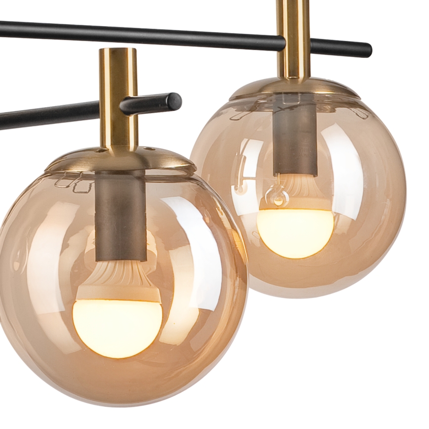 Deckenleuchte an Stange LILOU 4xE14/5W/230V golden/schwarz/rauchig beige