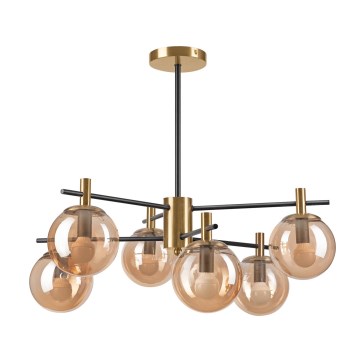 Deckenleuchte an Stange LILOU 6xE14/5W/230V golden/schwarz/rauchig beige