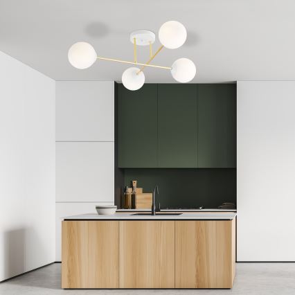 Deckenleuchte an Stange MAGNUM 4xE14/10W/230V weiß/golden