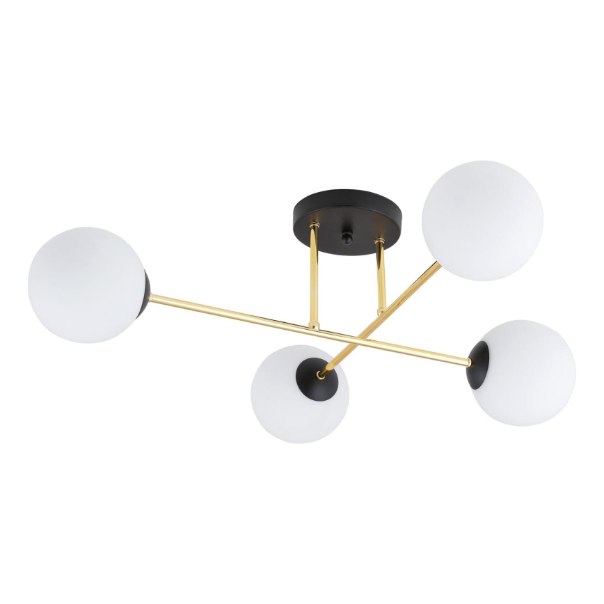 Deckenleuchte an Stange MAGNUM 4xE14/10W/230V weiß/golden/schwarz