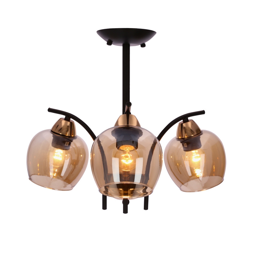 Deckenleuchte an Stange MERRA 3xE27/40W/230V schwarz/beige