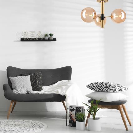 Deckenleuchte an Stange ROLLO 3xG9/5W/230V golden/rauchig beige