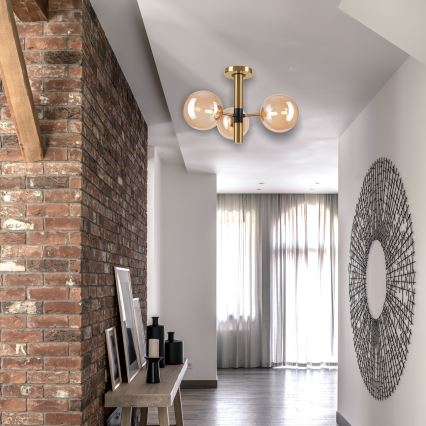 Deckenleuchte an Stange ROLLO 3xG9/5W/230V golden/rauchig beige