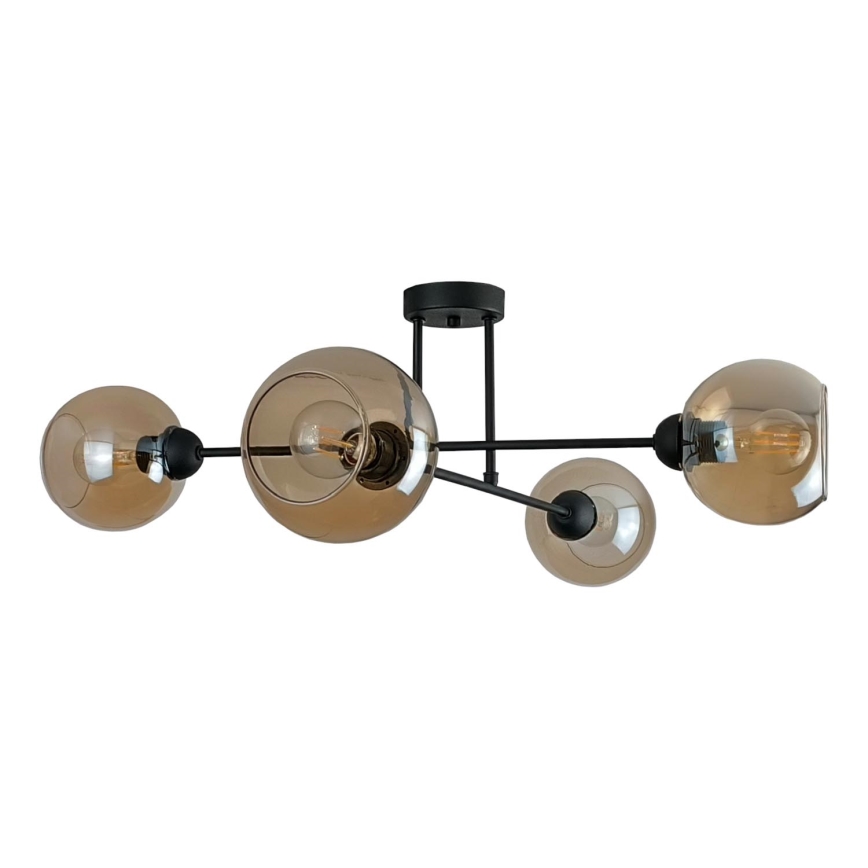 Deckenleuchte an Stange VASCO 4xE27/60W/230V schwarz/rauchig beige