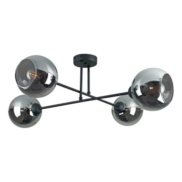 Deckenleuchte an Stange VASCO 4xE27/60W/230V schwarz/rauchig schwarz