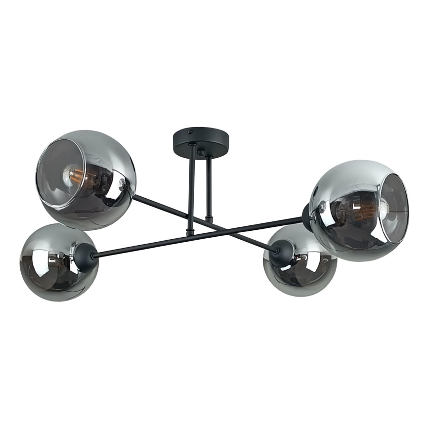 Deckenleuchte an Stange VASCO 4xE27/60W/230V schwarz/rauchig schwarz