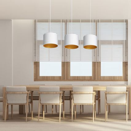 Deckenleuchte an Seil ARDEN 3xE27/60W/230V weiß/gold