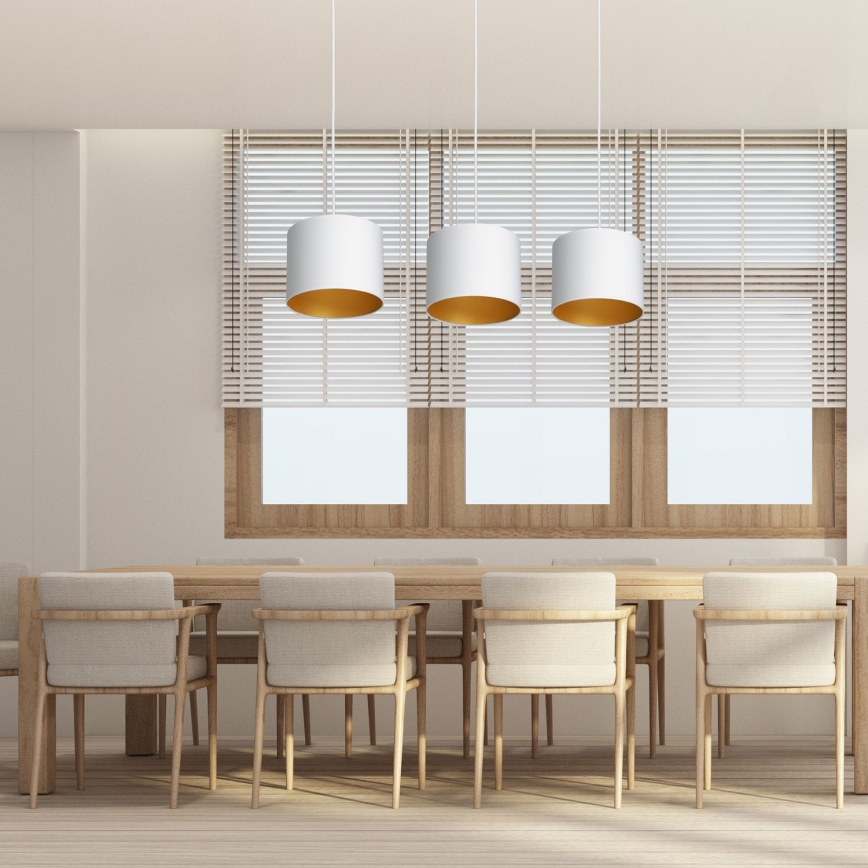 Deckenleuchte an Seil ARDEN 3xE27/60W/230V weiß/gold