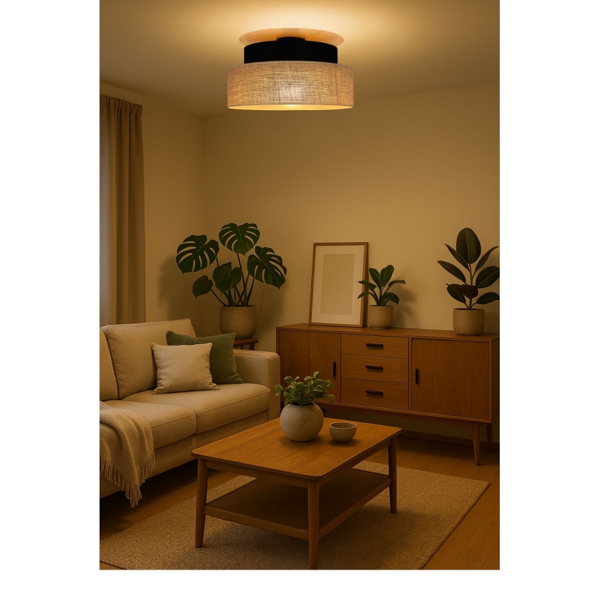 Deckenleuchte BOHO 1xE27/60W/230V schwarz/beige