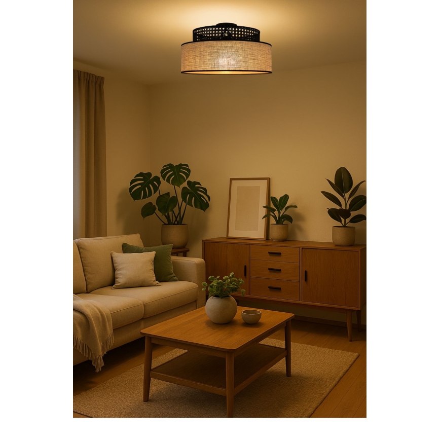 Deckenleuchte BOHO 1xE27/60W/230V schwarz/Rattan