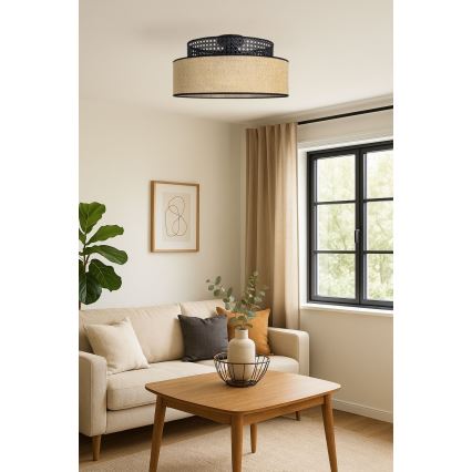 Deckenleuchte BOHO 1xE27/60W/230V schwarz/Rattan