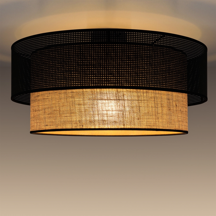 Deckenleuchte BORHO 1xE27/60W/230V Ø 50 cm schwarz/jute