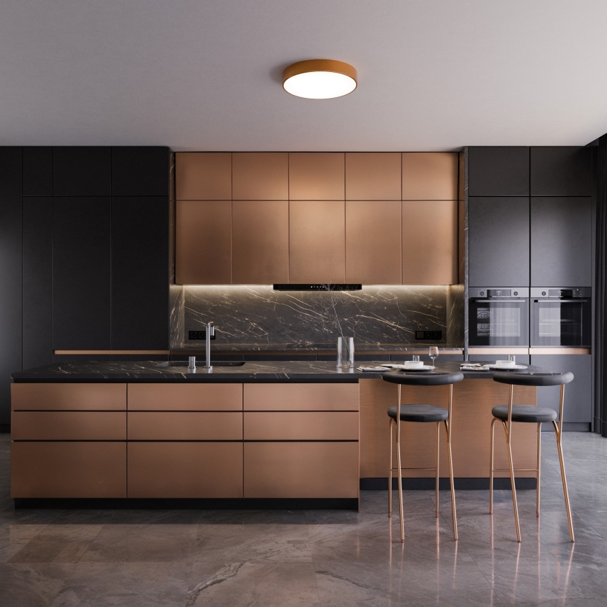 Deckenleuchte CLEO mit Bewegungs- und Dämmerungssensor, 3xE27/24W/230V, Ø 40 cm, kupferfarben