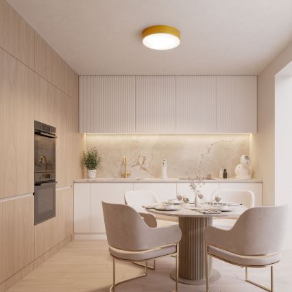 Deckenleuchte CLEO mit Bewegungs- und Dämmerungssensor, 4xE27/24W/230V, Ø 50 cm, goldfarben