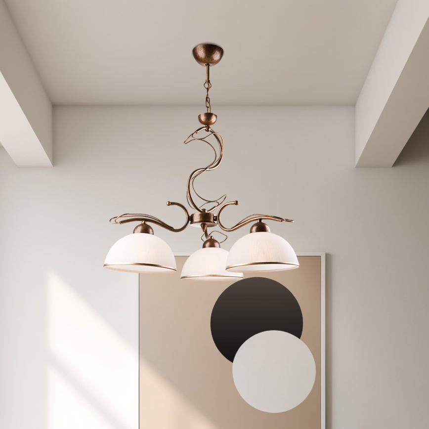 Deckenleuchte COBRA mit Stab, 3xE27/60W/230V, Bronze/Patina