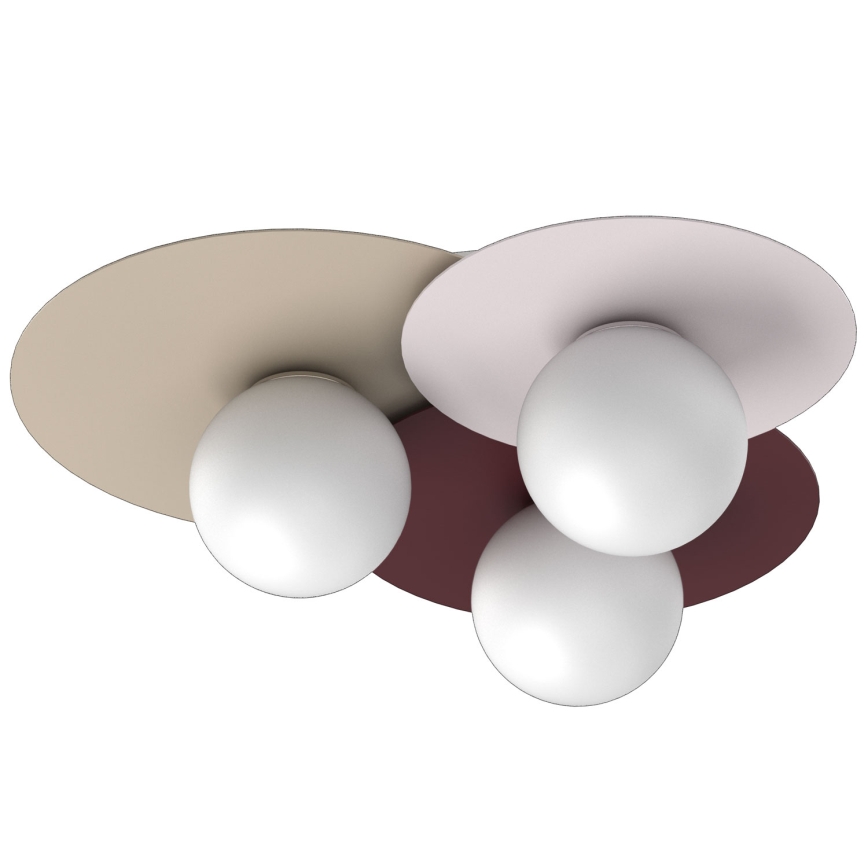 Deckenleuchte FLAT 3xE27/15W/230V 55x60 cm beige/creme/bordeaux