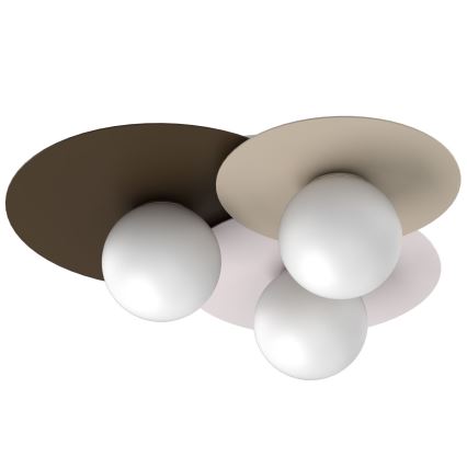 Deckenleuchte FLAT 3xE27/15W/230V 55x60 cm beige/creme/braun