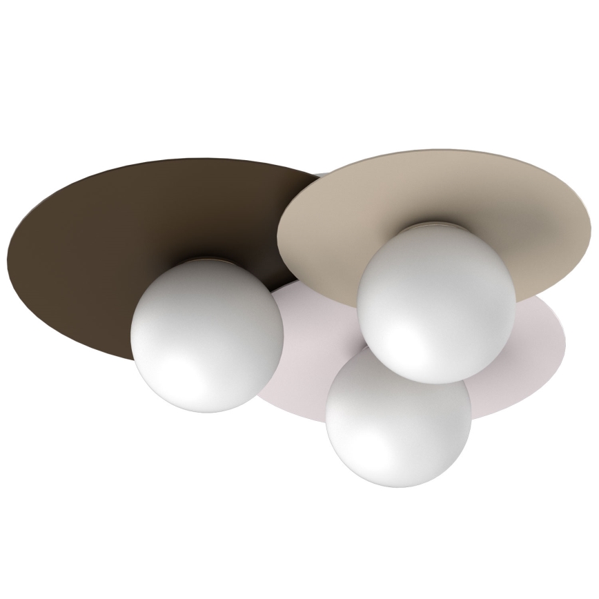 Deckenleuchte FLAT 3xE27/15W/230V 55x60 cm beige/creme/braun