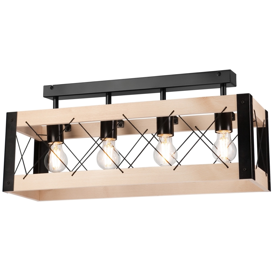 Deckenleuchte FRIDA 4xE27/60W/230V schwarz/beige Buche