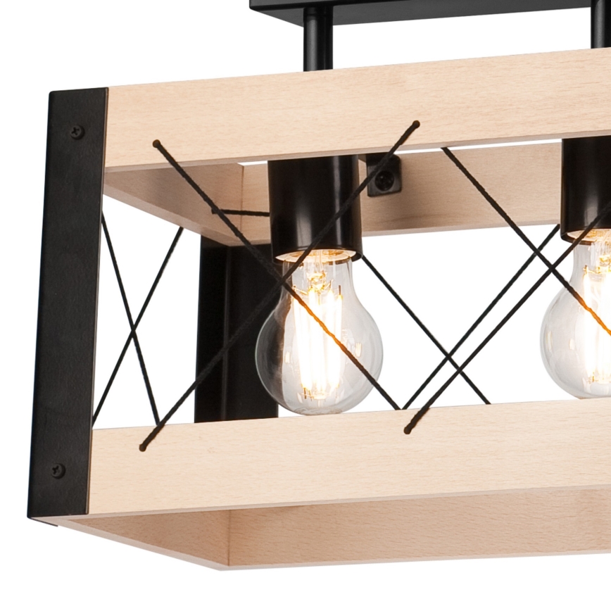 Deckenleuchte FRIDA 4xE27/60W/230V schwarz/beige Buche