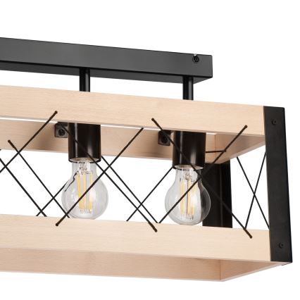 Deckenleuchte FRIDA 4xE27/60W/230V schwarz/beige Buche