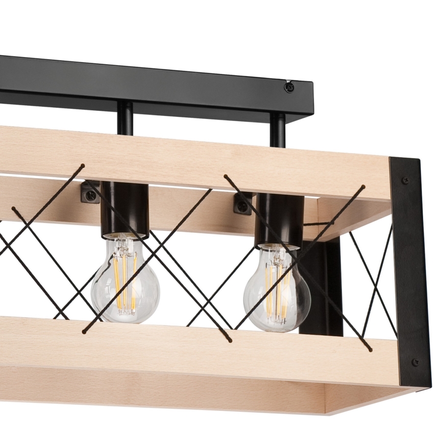 Deckenleuchte FRIDA 4xE27/60W/230V schwarz/beige Buche