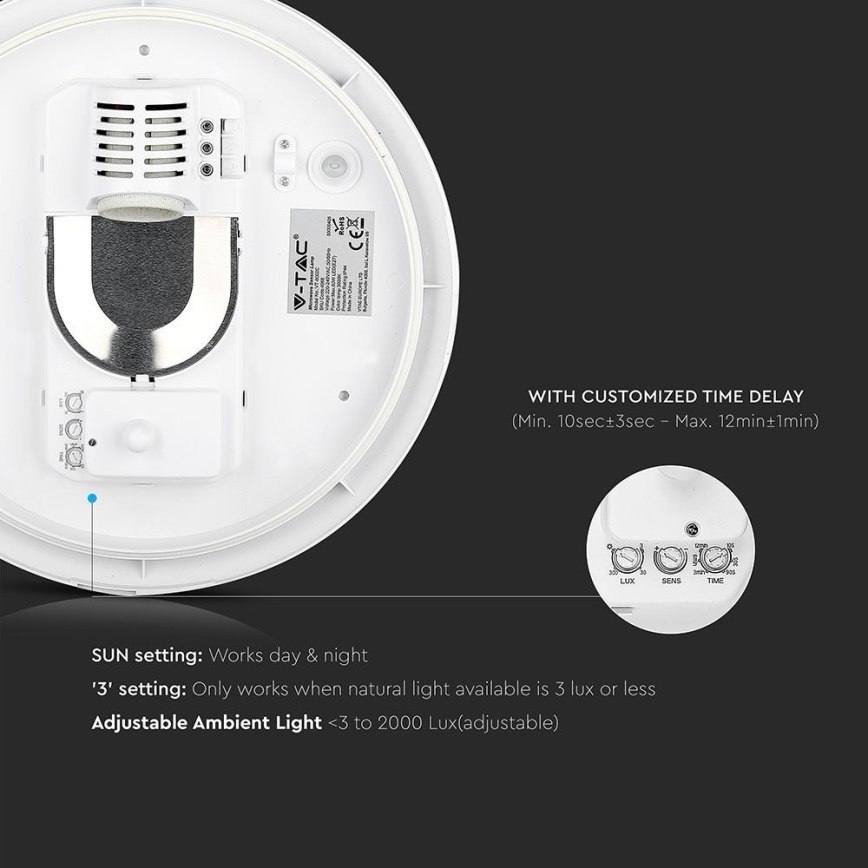 Deckenleuchte für Badezimmer mit Sensor 1xE27/60W/230V IP44 ø 29,6 cm