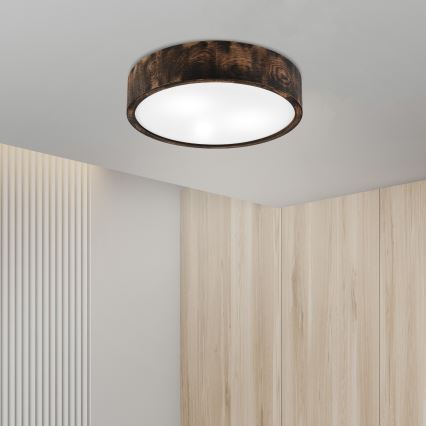 Deckenleuchte für Badezimmer OAK SMOKY 3xE27/15W/230V IP54 ø 37,5 cm Eiche/braun