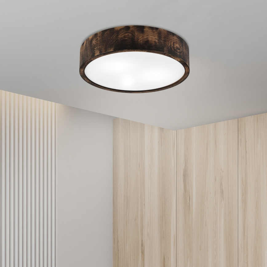 Deckenleuchte für Badezimmer OAK SMOKY 3xE27/15W/230V IP54 ø 37,5 cm Eiche/braun