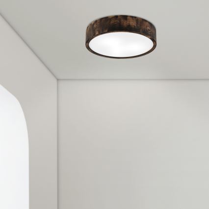 Deckenleuchte für Badezimmer OAK SMOKY 3xE27/15W/230V IP54 ø 37,5 cm Eiche/braun