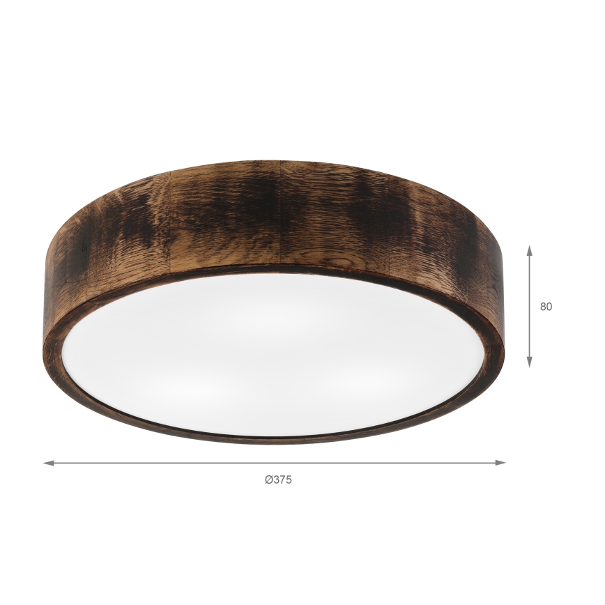 Deckenleuchte für Badezimmer OAK SMOKY 3xE27/15W/230V IP54 ø 37,5 cm Eiche/braun