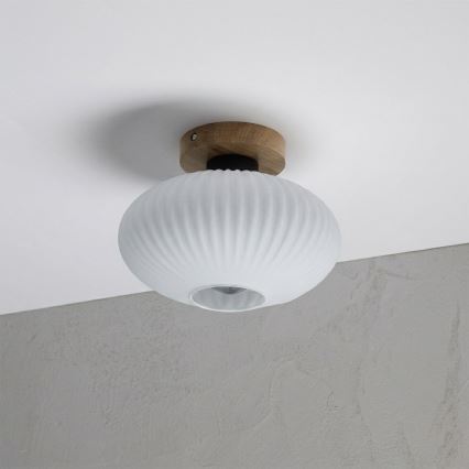 Deckenleuchte HARMA WOOD 1xE27/15W/230V Eiche/Weiß Ø 25 cm
