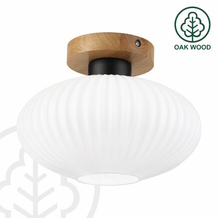 Deckenleuchte HARMA WOOD 1xE27/15W/230V Eiche/Weiß Ø 25 cm