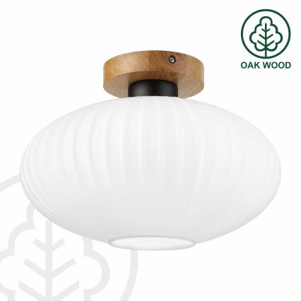Deckenleuchte HARMA WOOD, 1xE27/15W/230V, Eiche/weiß, Ø 30 cm