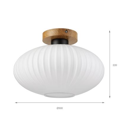 Deckenleuchte HARMA WOOD, 1xE27/15W/230V, Eiche/weiß, Ø 30 cm